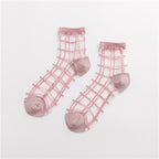 Ultra-thin Transparent & Plaid Japanese Style Socks