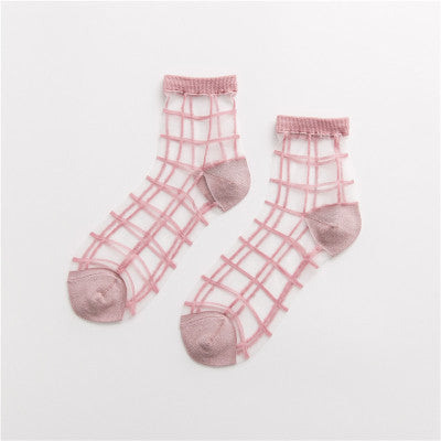 Ultra-thin Transparent & Plaid Japanese Style Socks