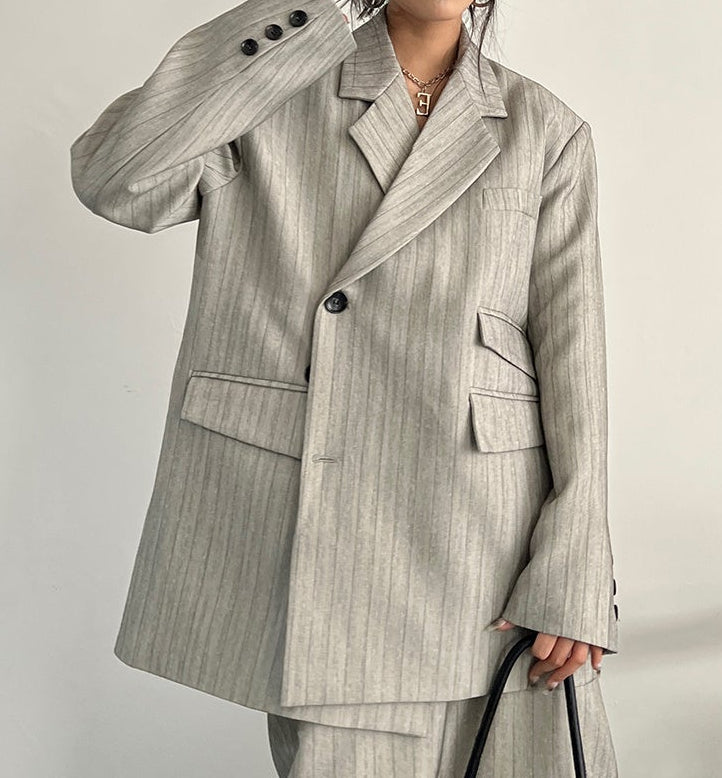 Striped Oversized Skirt Suit
