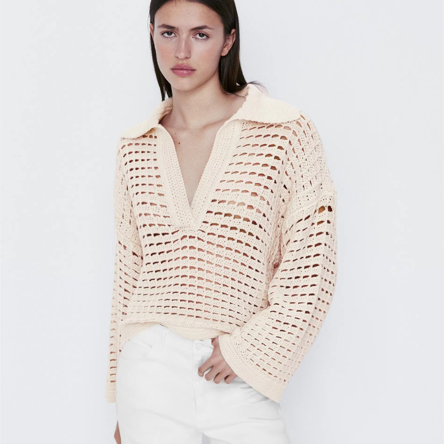 Pastoral Style Knitted Hollow Sweater