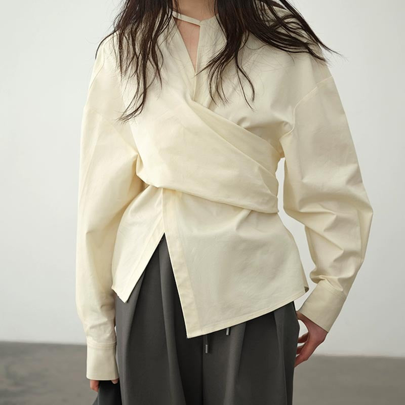 Deconstructive Waist Slimming Asymmetric Shirt