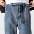 Japanese Style Pinstriped Capri Jeans