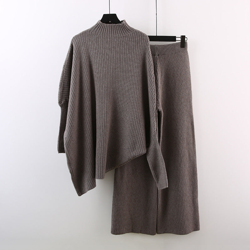 Turtleneck Sweater - Wide Leg Pants Suit