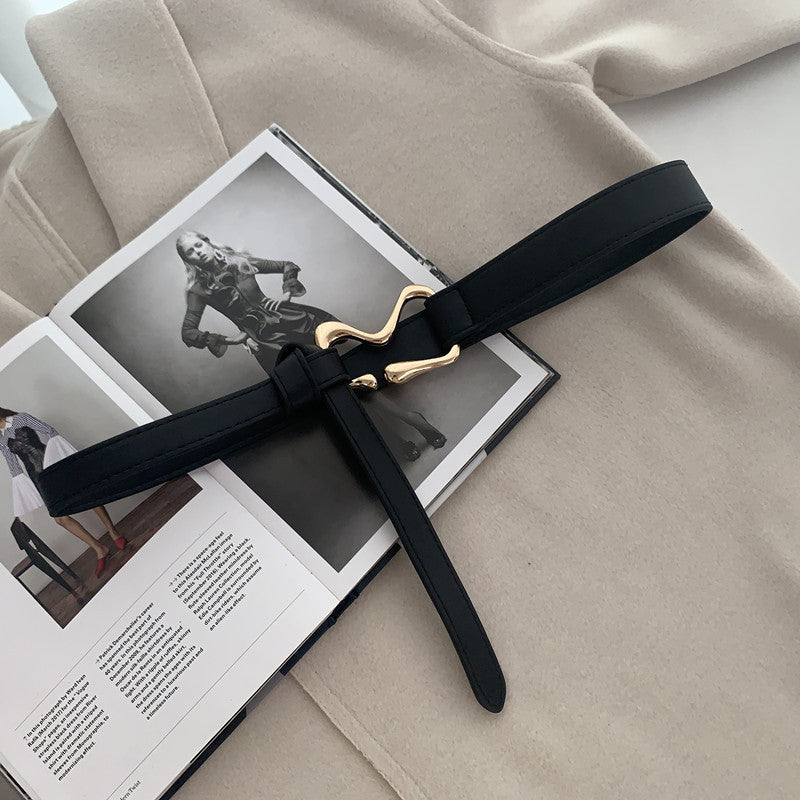 Thin Decoration Belt With Knot Loop