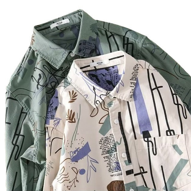 Loose Printed Long Sleeve Shirt