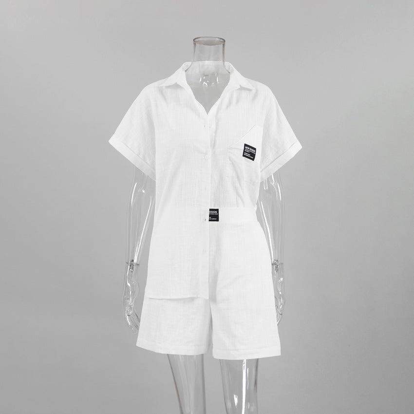 Casual Short-sleeved Shirt & Shorts Linen Suit