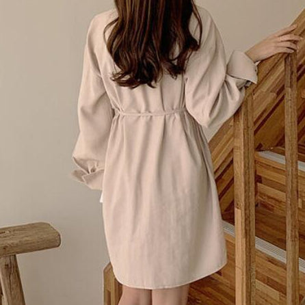 Mid-length Collar Shirt/Dress Wool Vest Two-piece Set