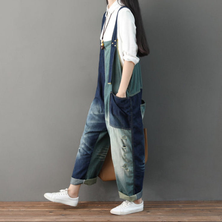 Multi-panel Denim Overalls