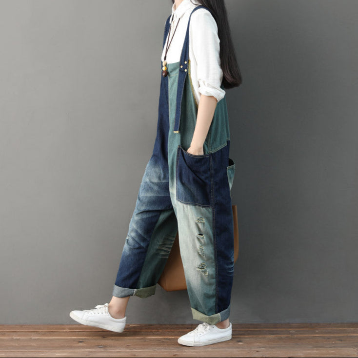 Multi-panel Denim Overalls