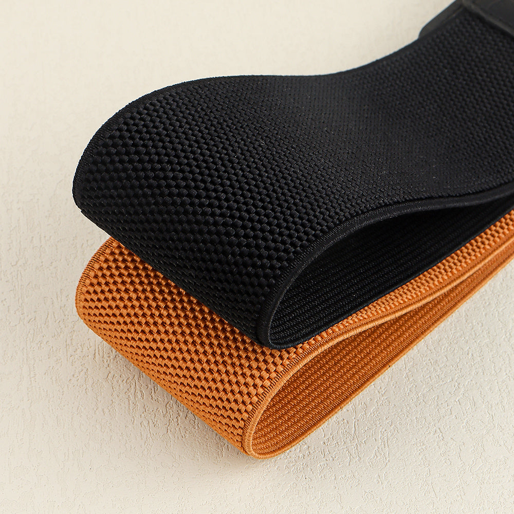 Needle Buckle Wide Elastic Belt Alligator Texture