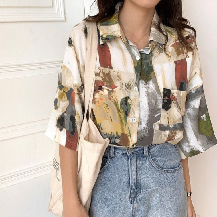 Sense Of Nature Pattern Design Long Shirt - Different Sleeve Options