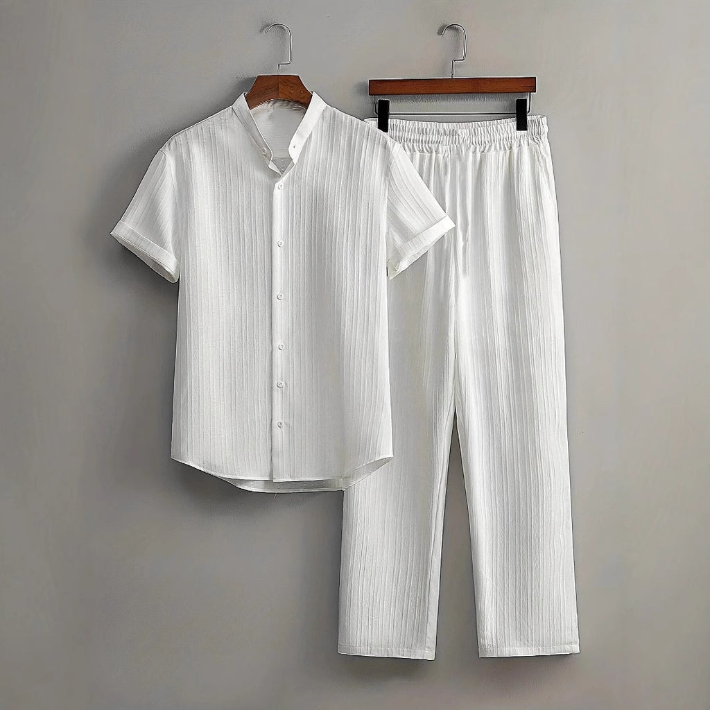 Casual Multi-color Short Sleeve + Pant Set