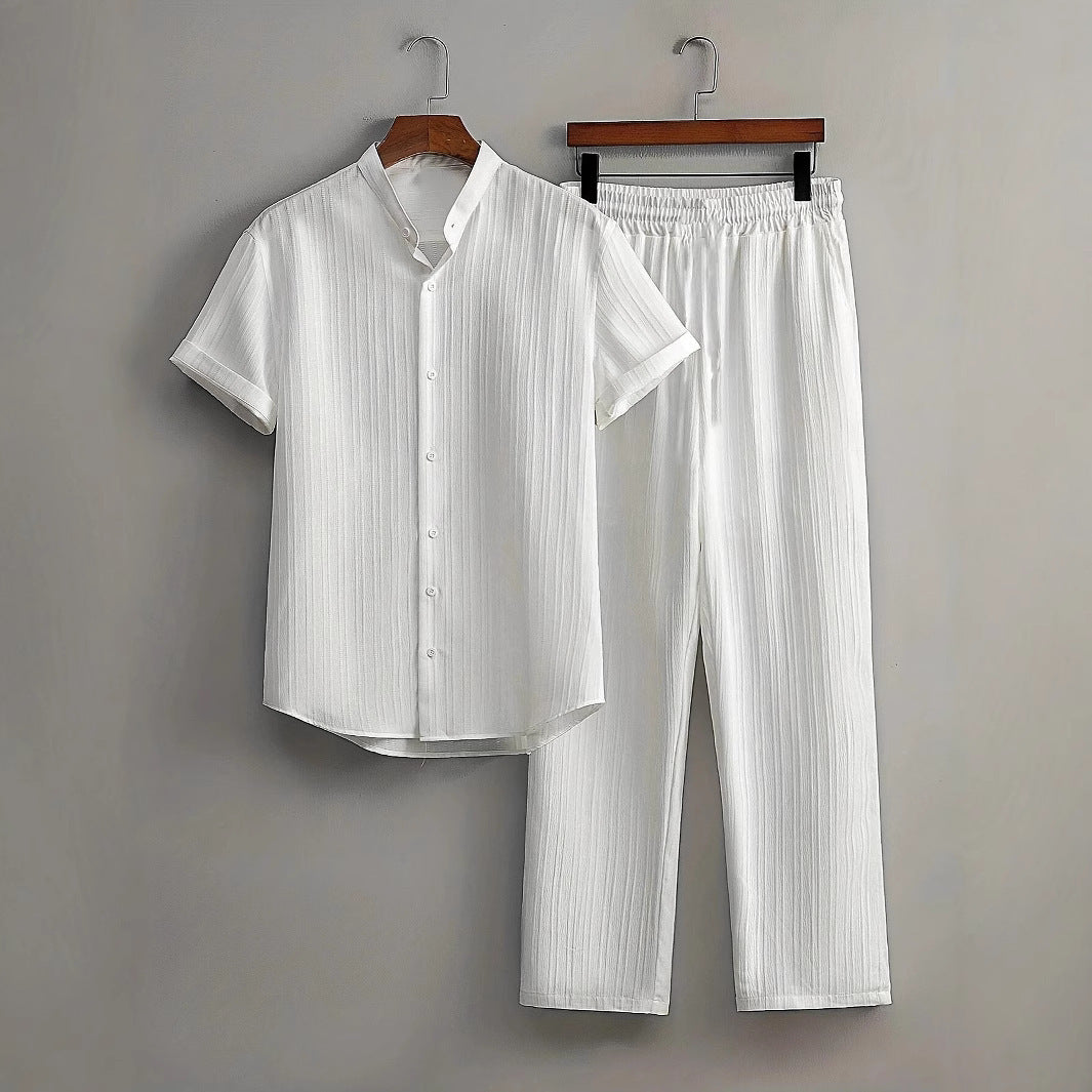 Casual Multi-color Short Sleeve + Pant Set