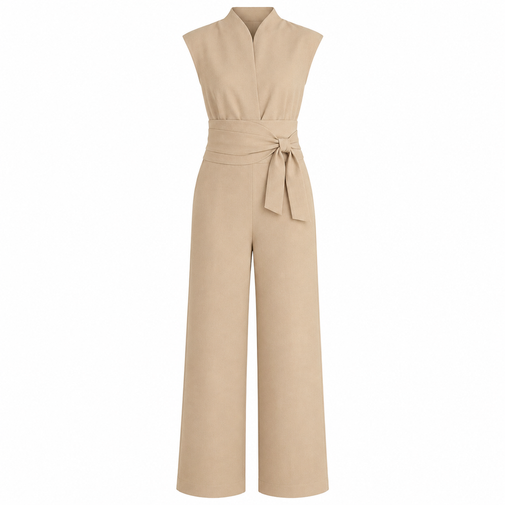 Sleeveless V-neck Casual Wide Leg Jumpsuit