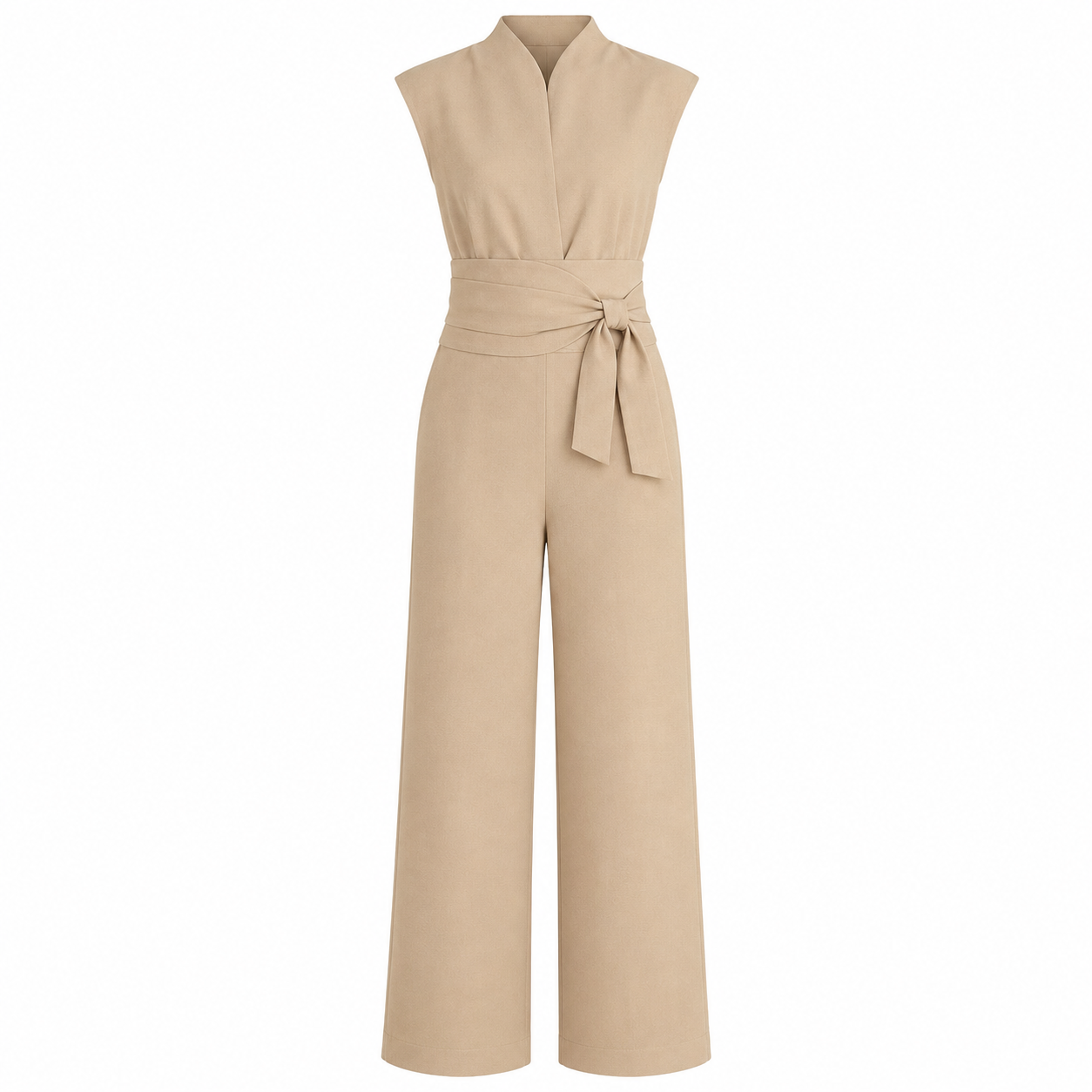 Sleeveless V-neck Casual Wide Leg Jumpsuit