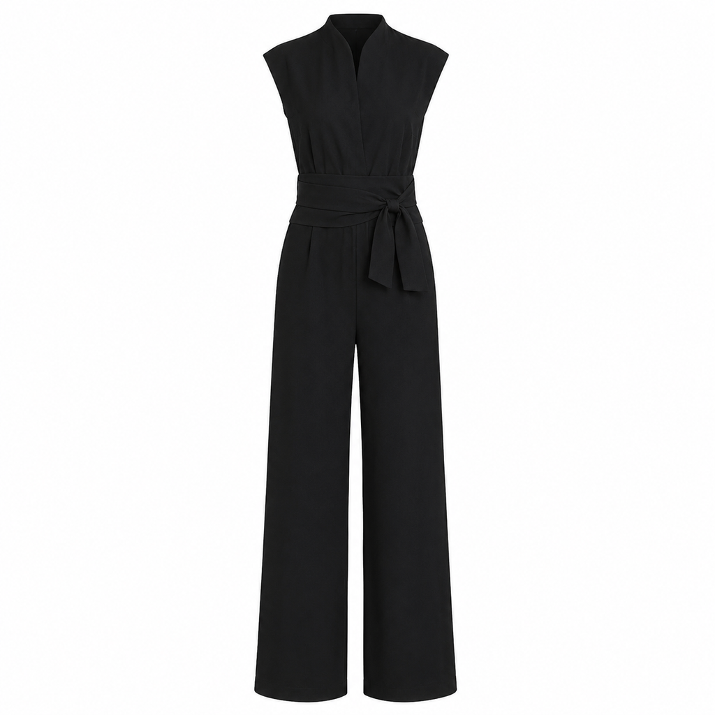 Sleeveless V-neck Casual Wide Leg Jumpsuit