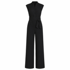 Sleeveless V-neck Casual Wide Leg Jumpsuit