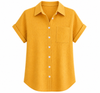 Loose Short Sleeve Pocket Champray Shirt